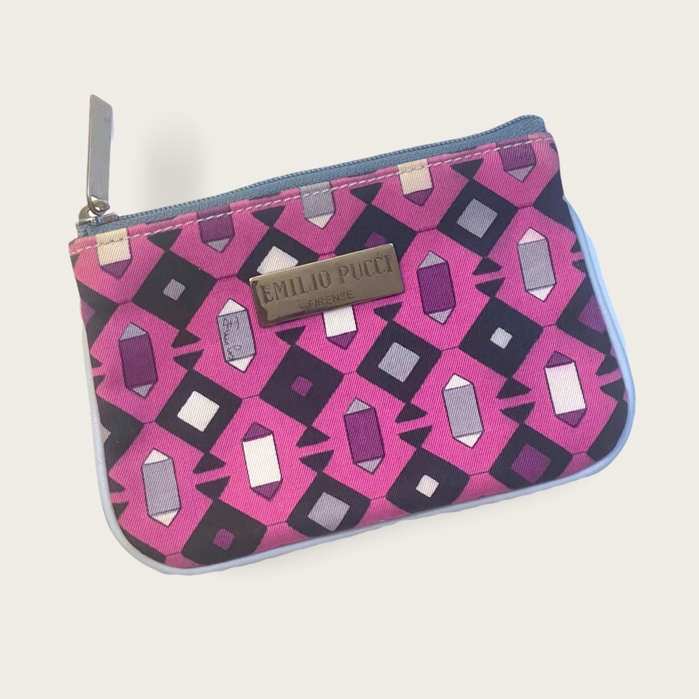 Emilio Pucci vintage small coin purse or pouch in pink and purple
